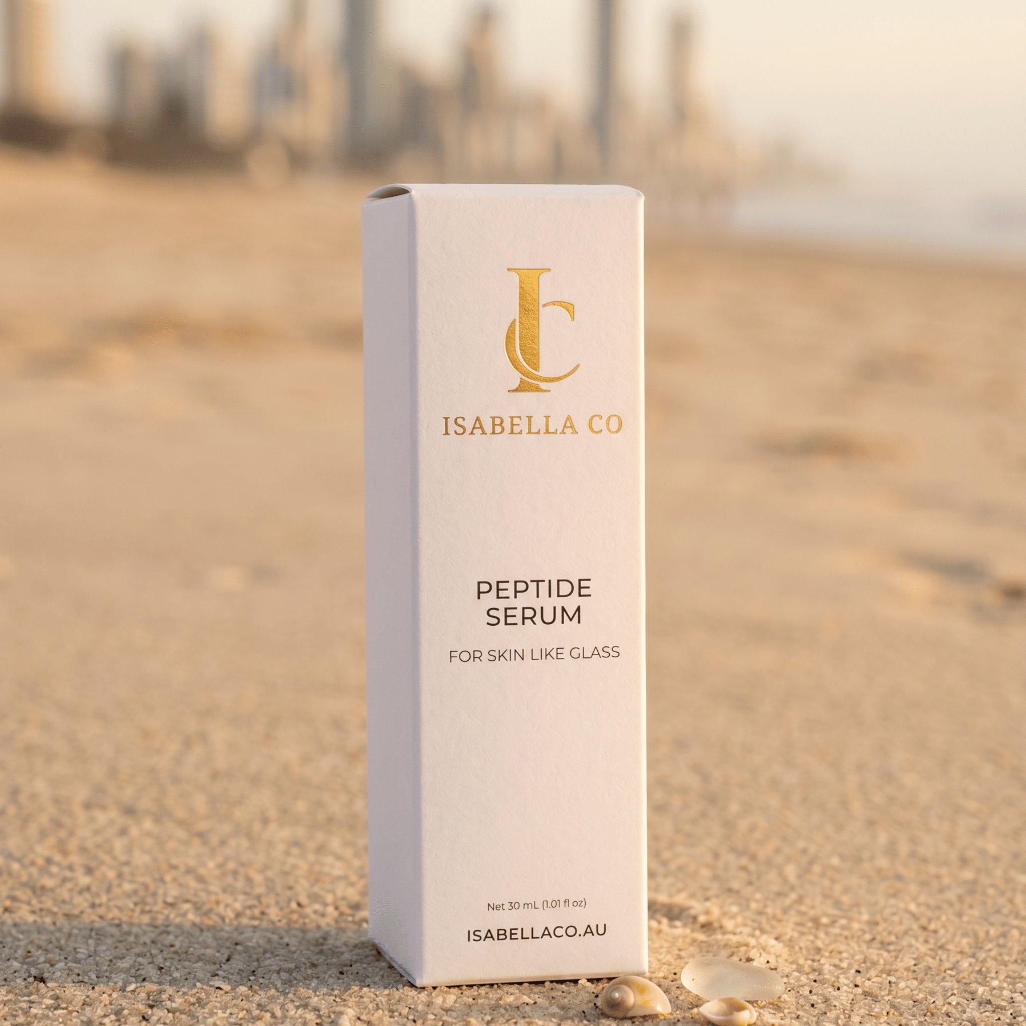Isabella Co Peptide Serum on sand