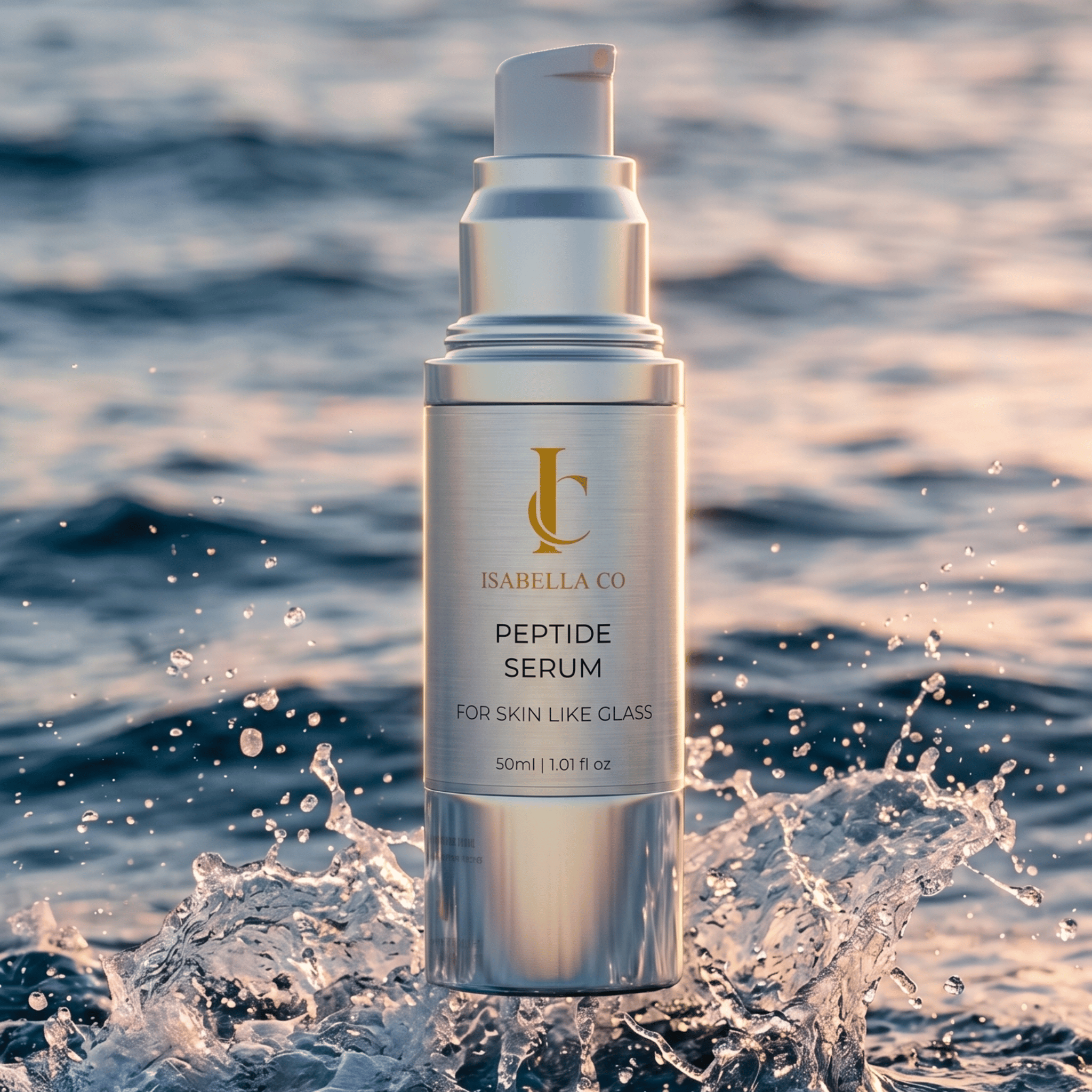Isabella Co Peptide Serum with ocean splash